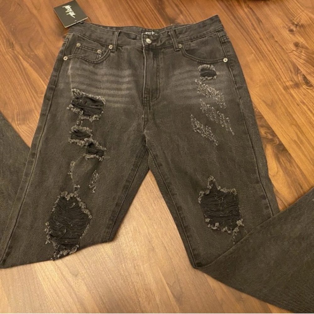 Nasty Gal Black Distressed Boyfriend Jeans